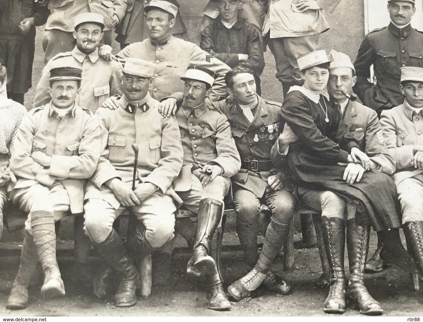 Grande Photo D’un Groupe D’aviateurs école D’aviation Du Crotoy 17 X 12cm 1914-1918 - 1914-18