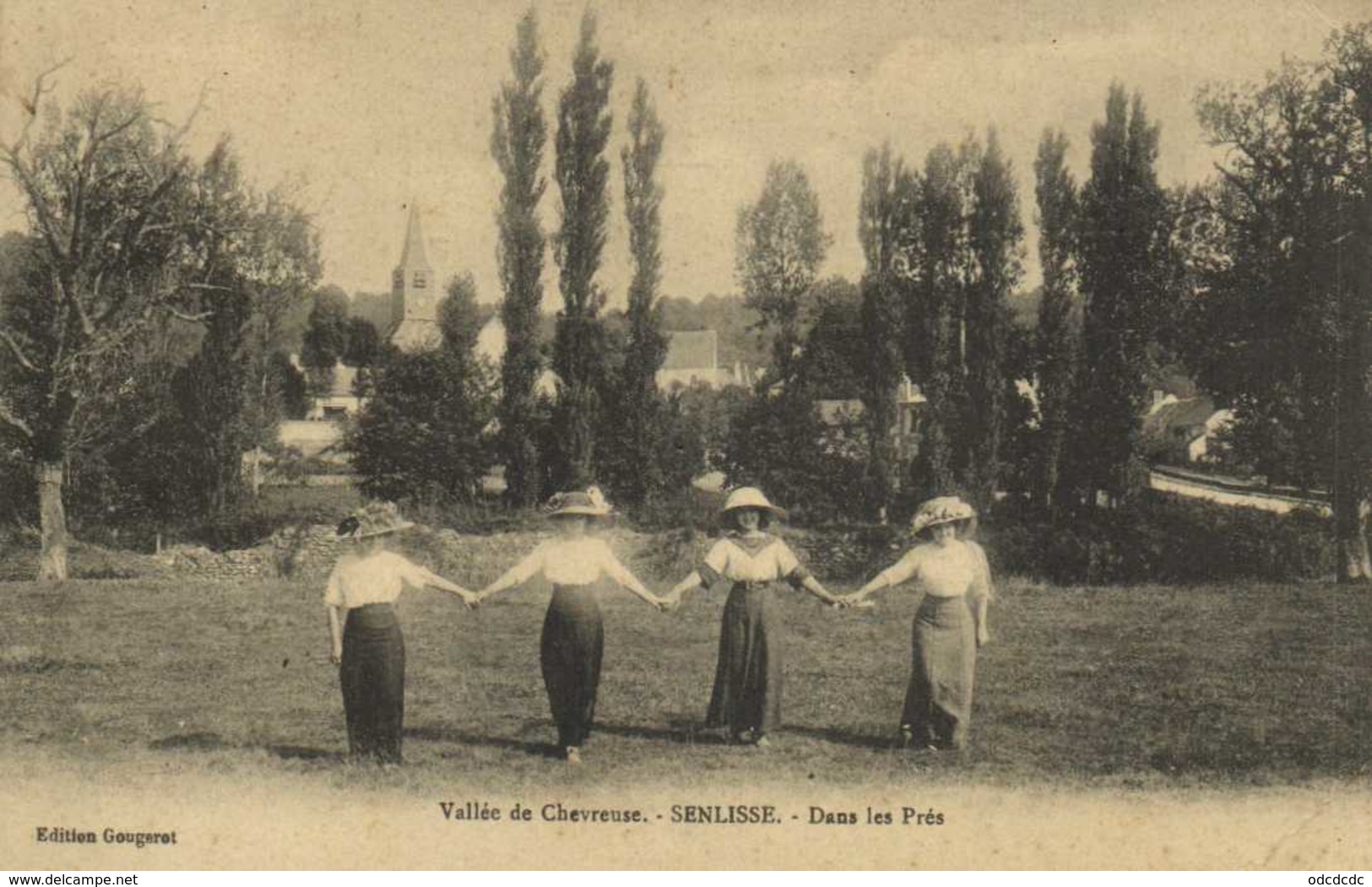 Vallée De La Chevreuse SENLISSE  Dans Les Prés Jeunes Femmes Chapeaux Recto Verso - Autres & Non Classés