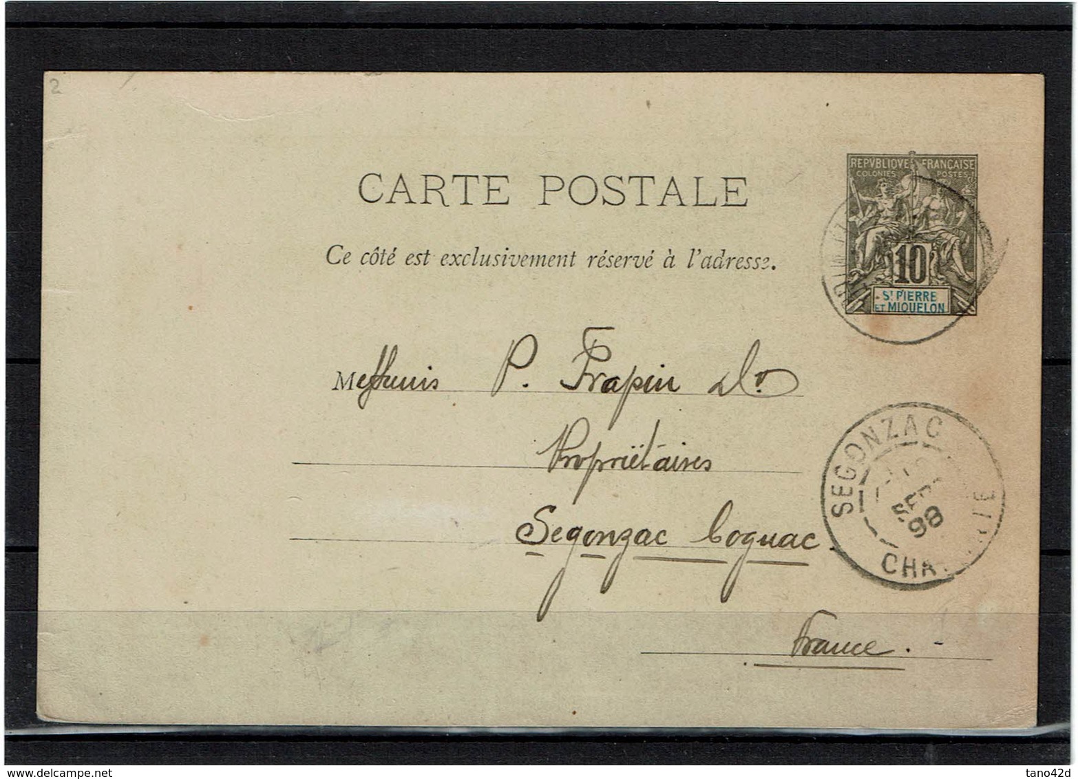 DIV1 -  ST PIERRE & MIQUELON CARTE POSTALE ACEP N° 2a CIRCULEE AOÛT 1898 - Brieven En Documenten