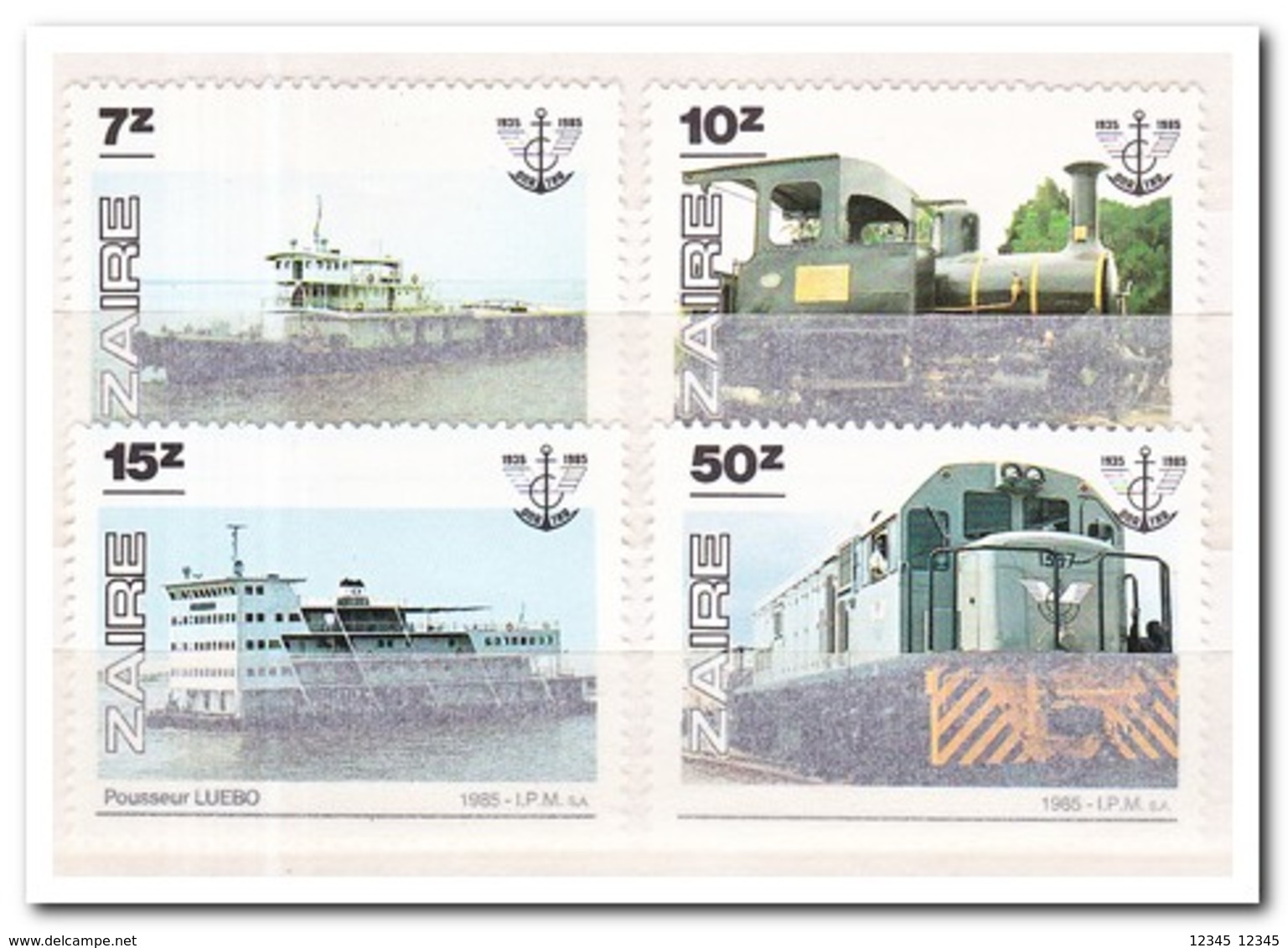 Zaïre 1985, Postfris MNH, Boats, Trains - Ongebruikt