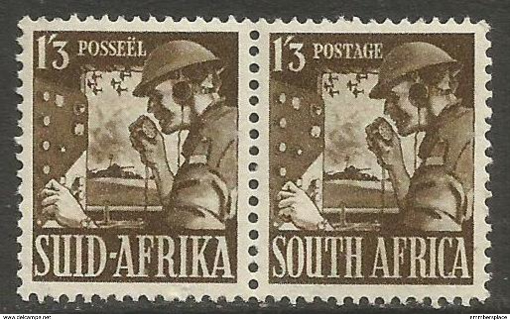 South Africa - 1943 Signal Corps 1/3d Bilingual Pair MH *   SG 94  Sc 89 - Unused Stamps