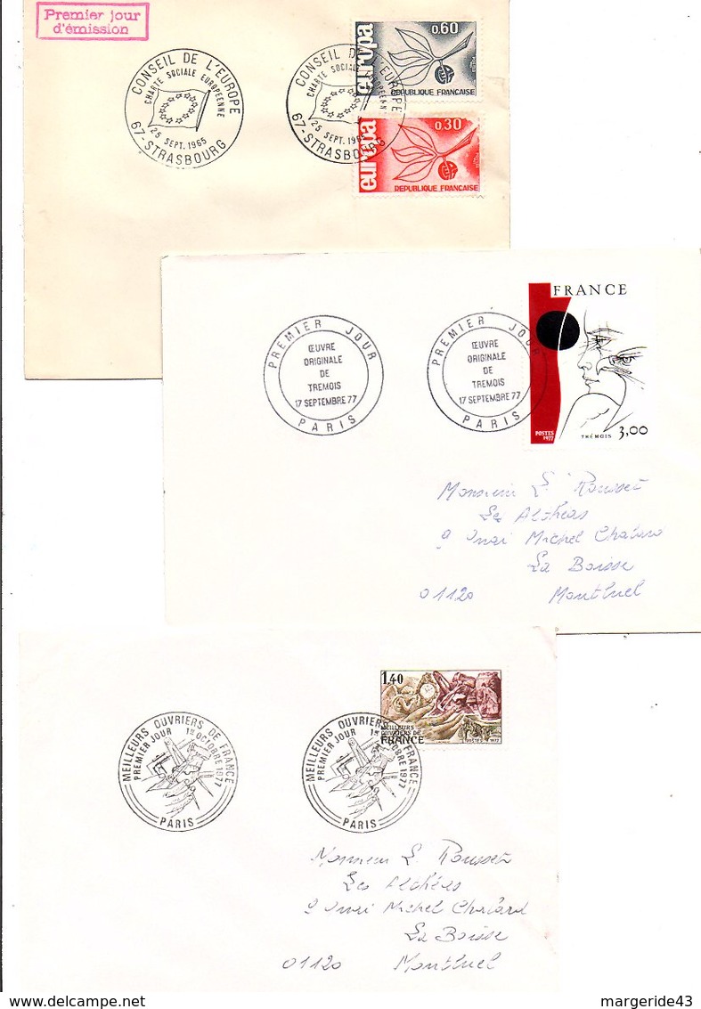 FRANCE LOT DE 21 FDC DIFFERENTES AYANT VOYAGEES.