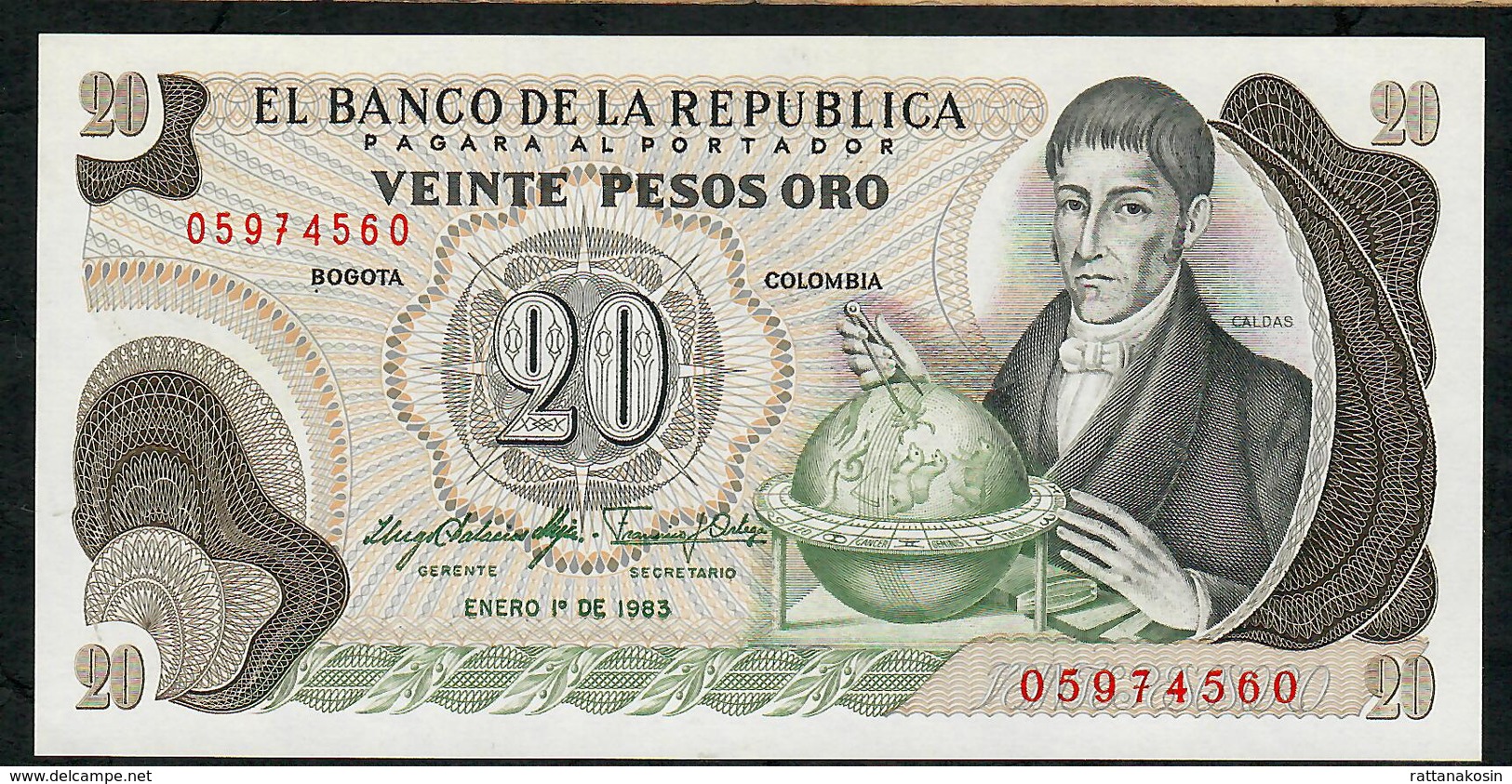 COLOMBIA P409d 20 PESOS 1.1.1983  UNC. - Colombie