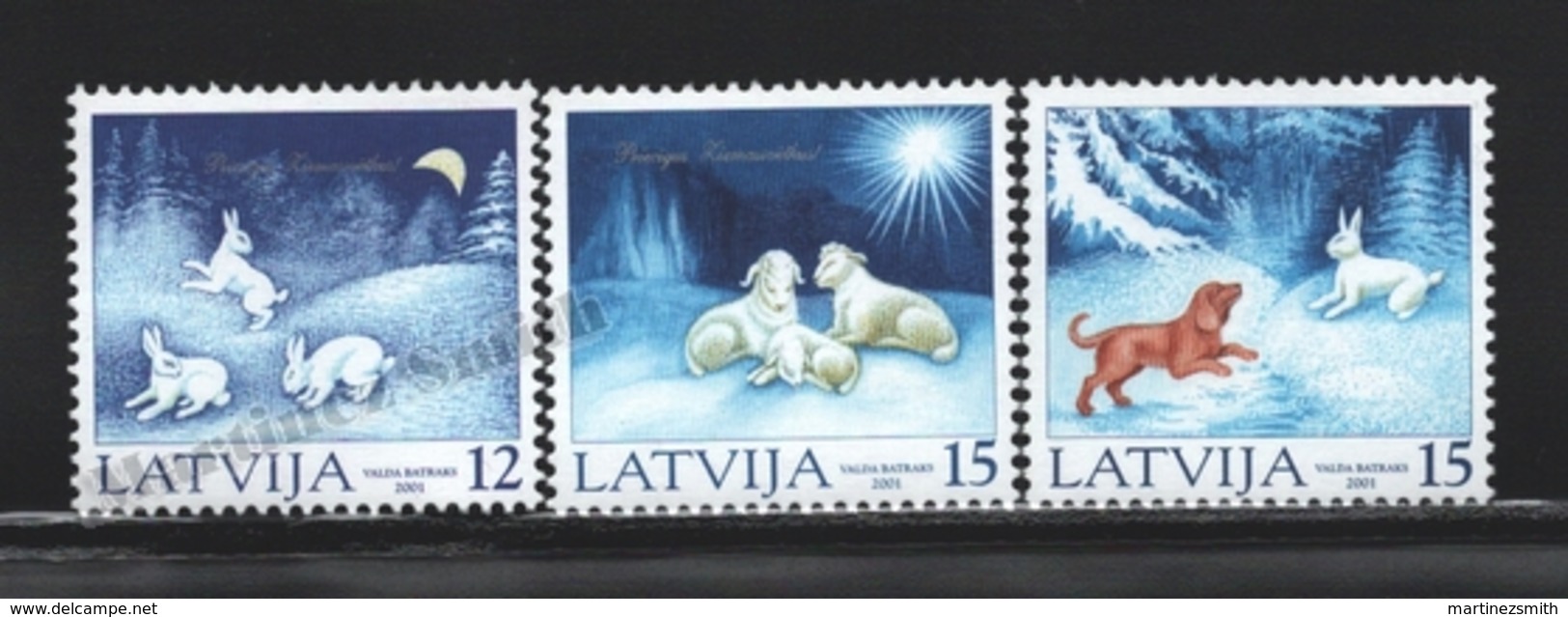 Lettonie – Latvia – Letonia 2001 Yvert 525-27, Christmas, Animals - MNH - Letonia