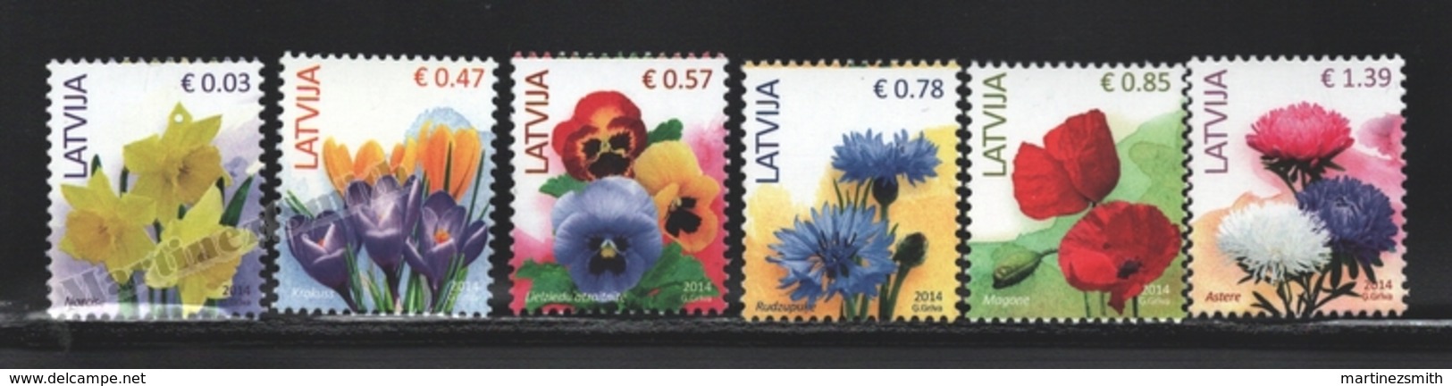 Lettonie – Latvia – Letonia 2014 Yvert 857-62, Definitive Set, Flora, Flowers - MNH - Lettonie