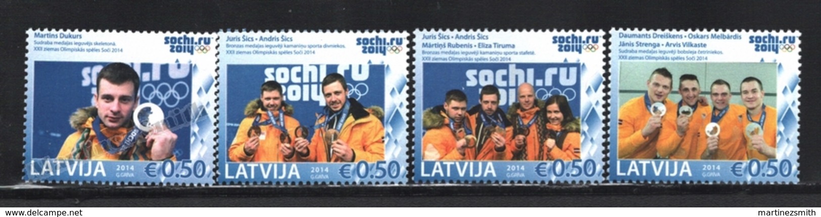 Lettonie – Latvia – Letonia 2014 Yvert 884-87, Latvian Medallists Sotchi Winter Olympic Games - MNH - Lettland