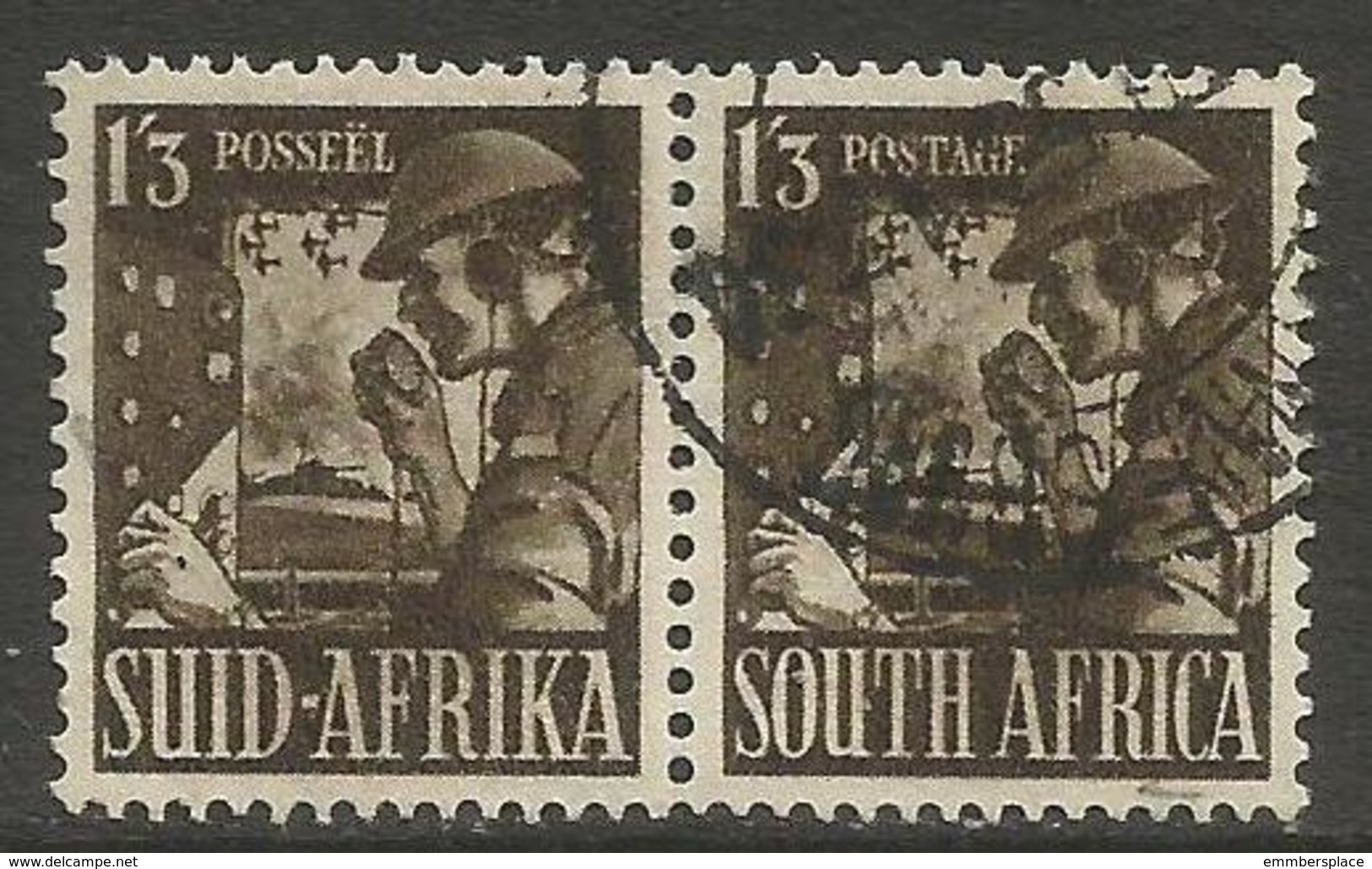 South Africa - 1943 Signal Corps 1/3d Bilingual Pair Used   SG 94  Sc 89 - Unused Stamps