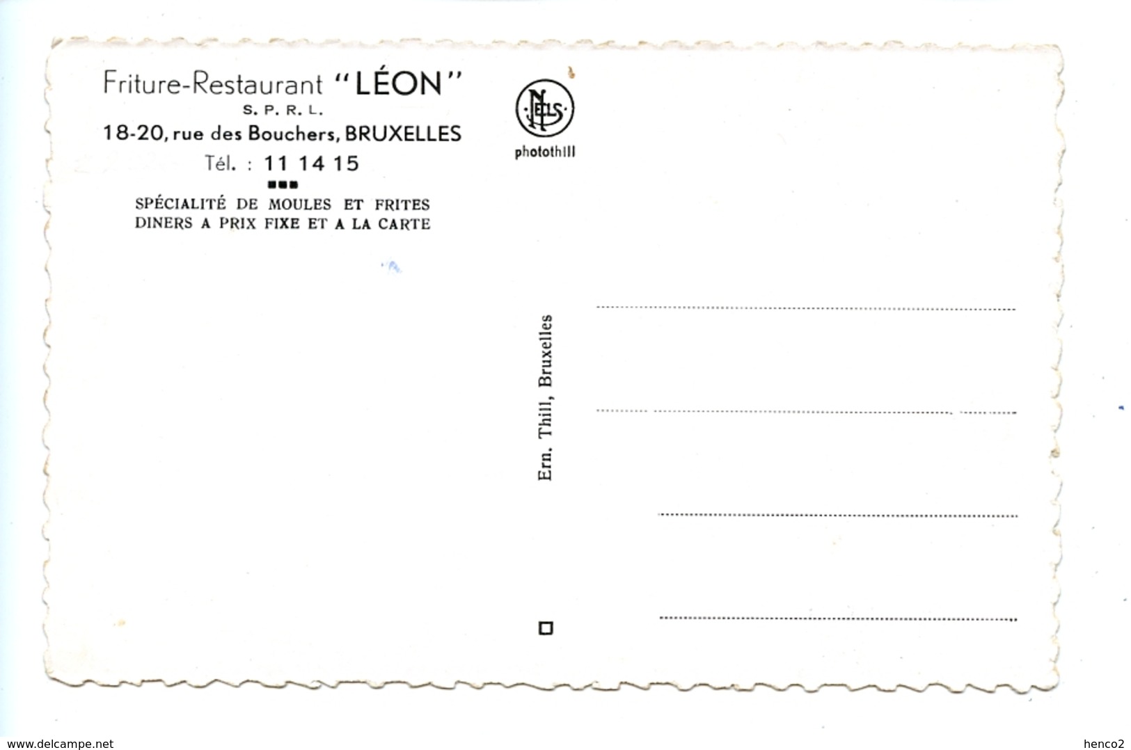 Friture Restaurant Léon - Rue Des Bouchers Bruxelles - Cafés, Hotels, Restaurants