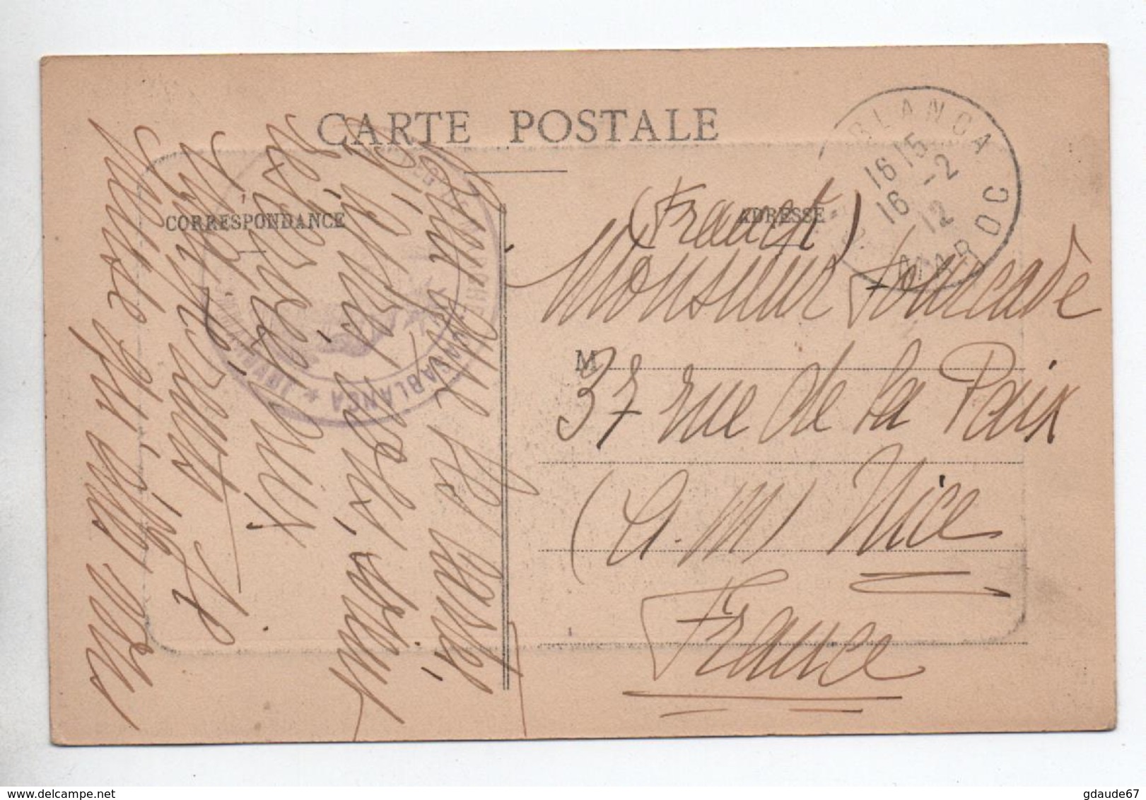 1912 - CARTE Avec CACHET MILITAIRE De CASABLANCA (MAROC) / 1er REGt DE MARCHE - CPA MOUINA - Militärstempel Ab 1900 (ausser Kriegszeiten)