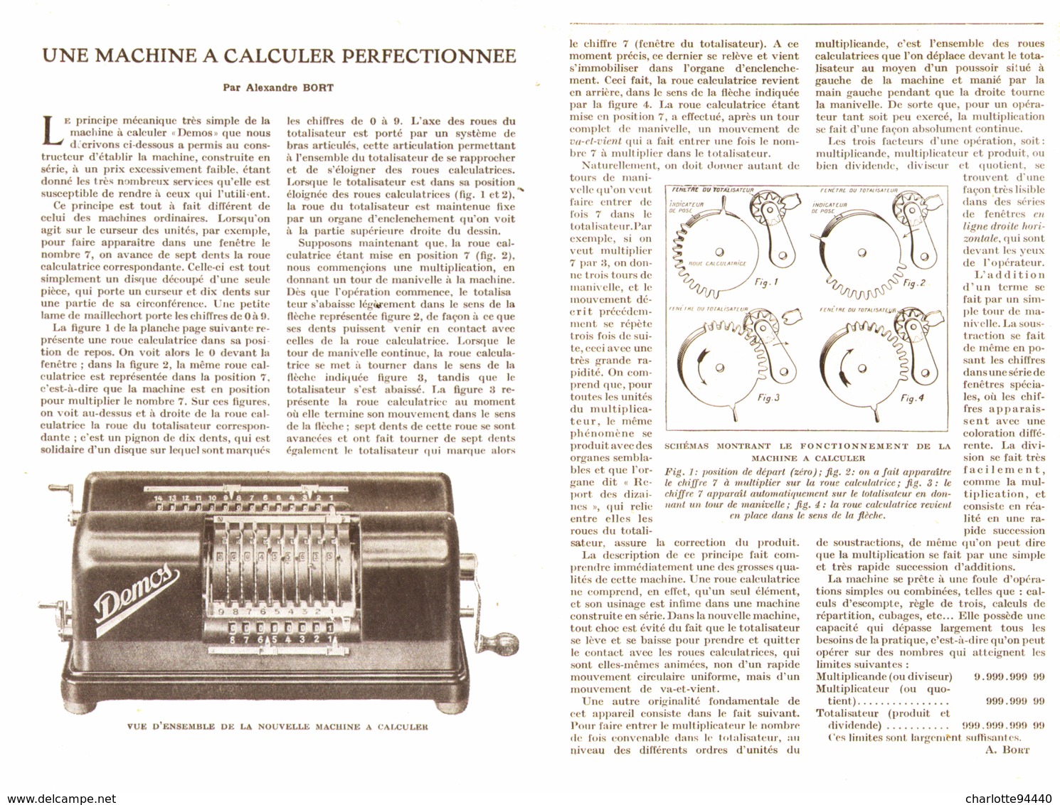 UNE MACHINE à CALCULER PERFECTINNEE ( La DEMOS )  1923 - Other & Unclassified