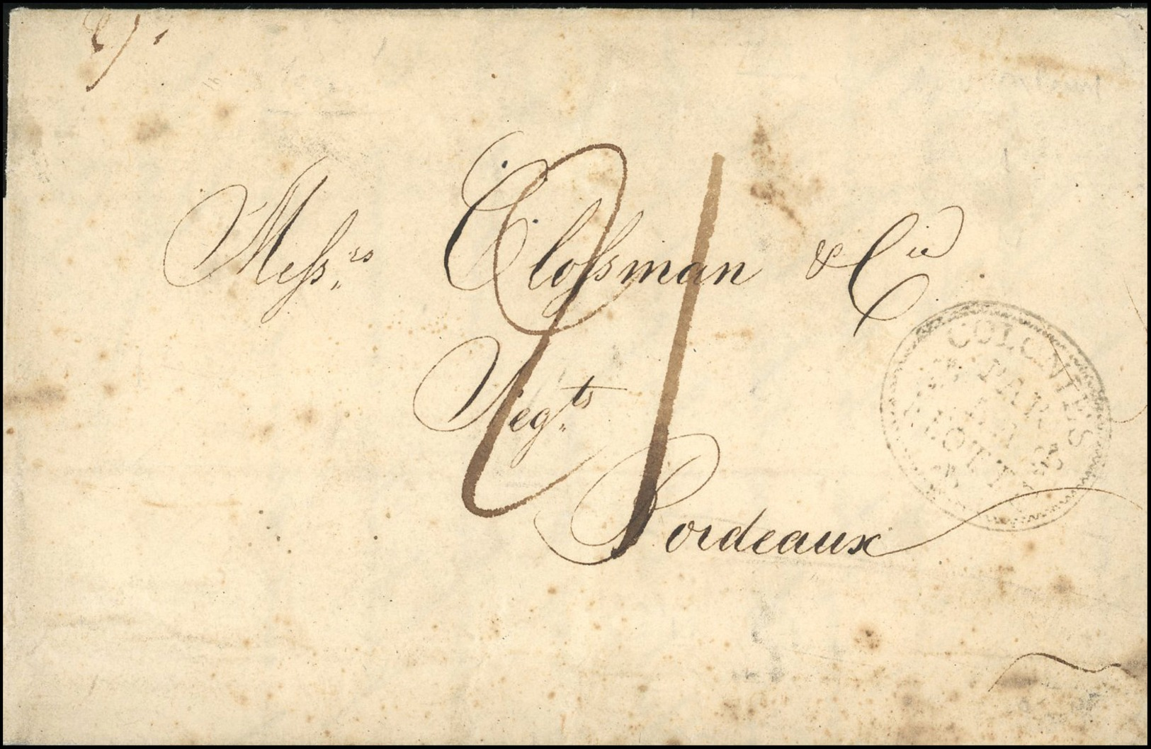 O New Orleans To Bordeaux. 'New Orleans 1st November, 1815' Dateline On Folded Letter To Bordeaux, France, Clear Strike  - 1801-1848: Precursors XIX