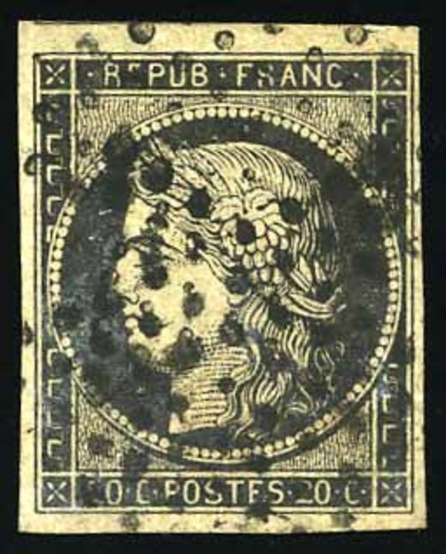 O 20c. Noir. Obl. étoile De Points. TB.(cote : 600) - 1849-1850 Cérès