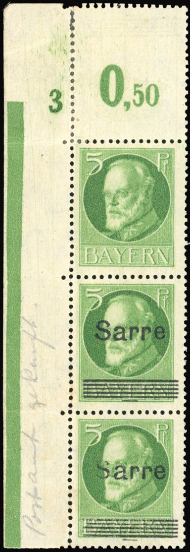 ** MICHEL #18FI. 5p. Vert-jaune. Non Surchargé Tenant à Normaux Dans Une Bande De 3. Variété Par Pliage. CdeF. 1ère Pièc - Autres & Non Classés