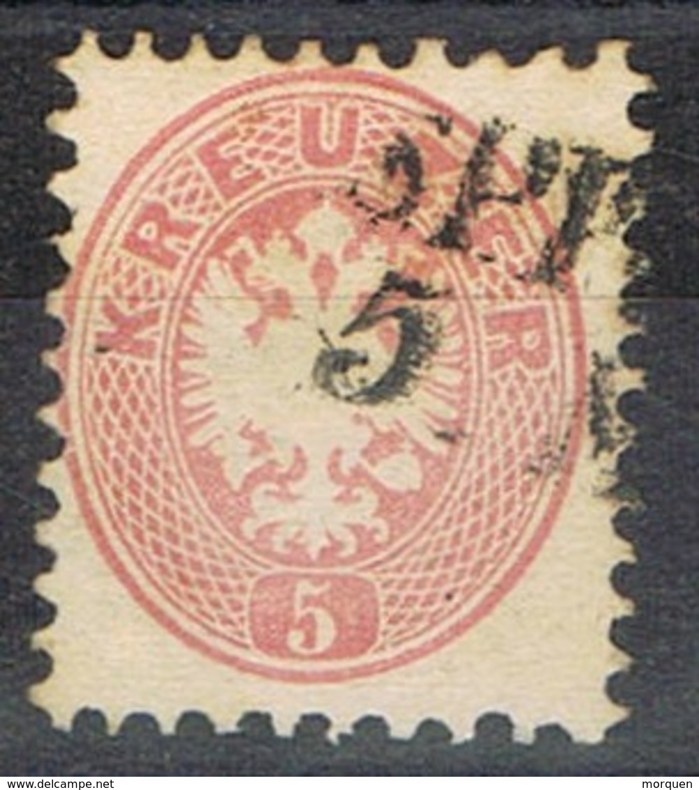 Sello 5 Kreuzer Rosa, Imperio Astrohungaro 1863, Fechador No Legible,  Yvert Num 29 º - Usados