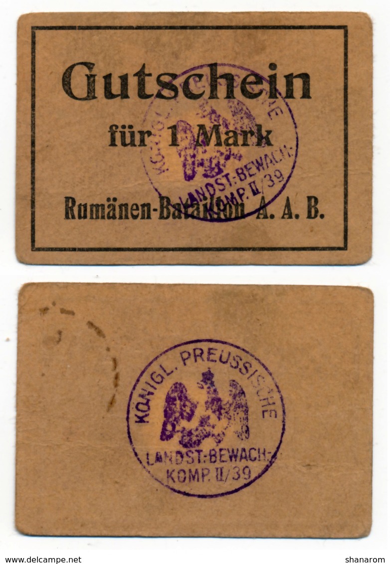 1914- 1918 // P.O.W. // Bon De Prisonnier De Guerre RUSSE // RUMÄNEN-BATAILLON A.A.B. // 1 Mark - Bons & Nécessité