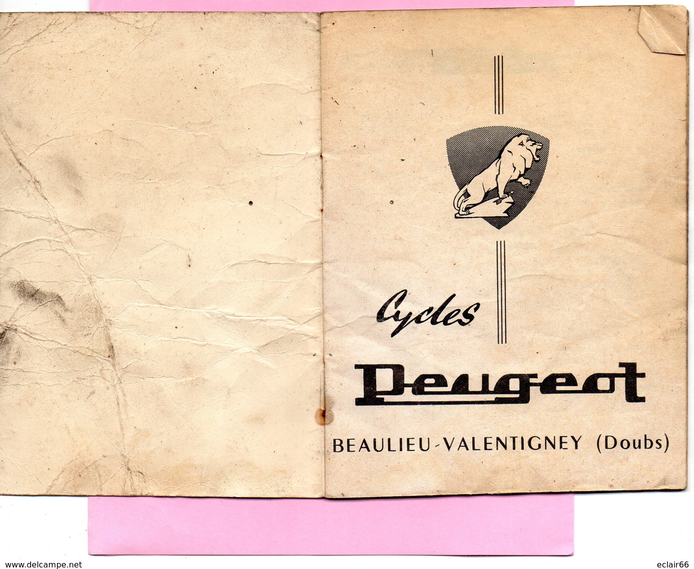 CATALOGUE-PEUGEOT CYCLOMOTEUR B B 3 Vitesses -Notice Entretien Année 1963 20 Pages--rare - Moto