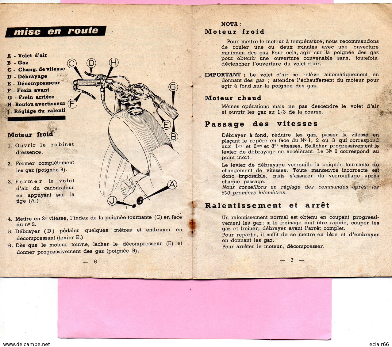 CATALOGUE-PEUGEOT CYCLOMOTEUR B B 3 Vitesses -Notice Entretien Année 1963 20 Pages--rare - Moto