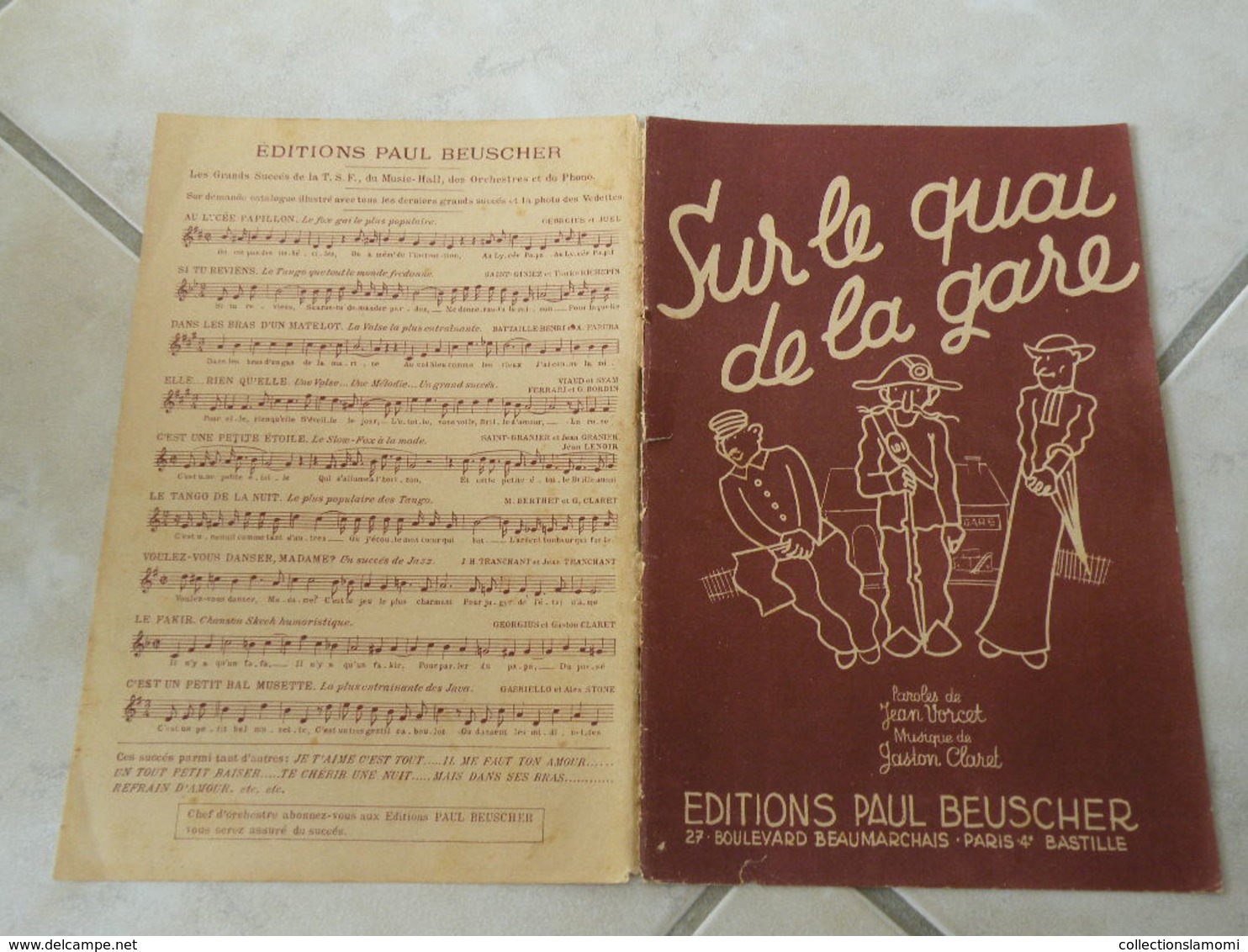 Sur Le Quai D'la Gare -(Paroles Jean Vorcet)-(Musique Gaston Claret) Partition1935 Pour Orchestre - Compositori Di Commedie Musicali