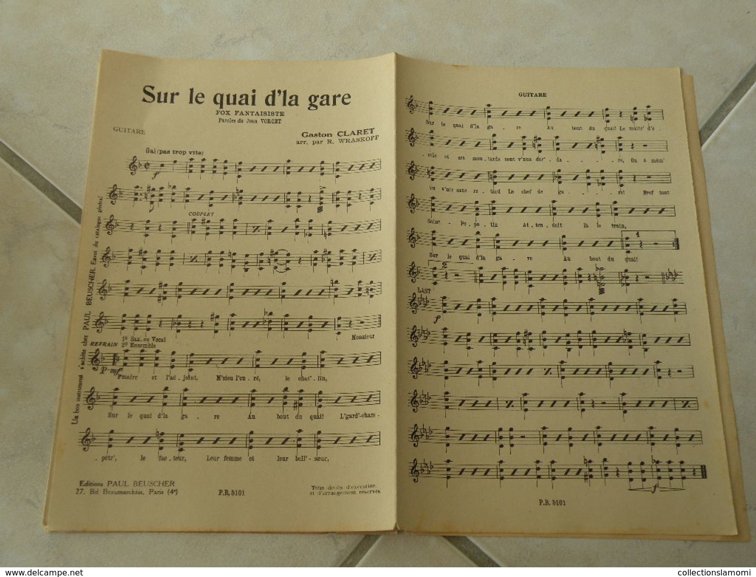 Sur Le Quai D'la Gare -(Paroles Jean Vorcet)-(Musique Gaston Claret) Partition1935 Pour Orchestre - Compositori Di Commedie Musicali