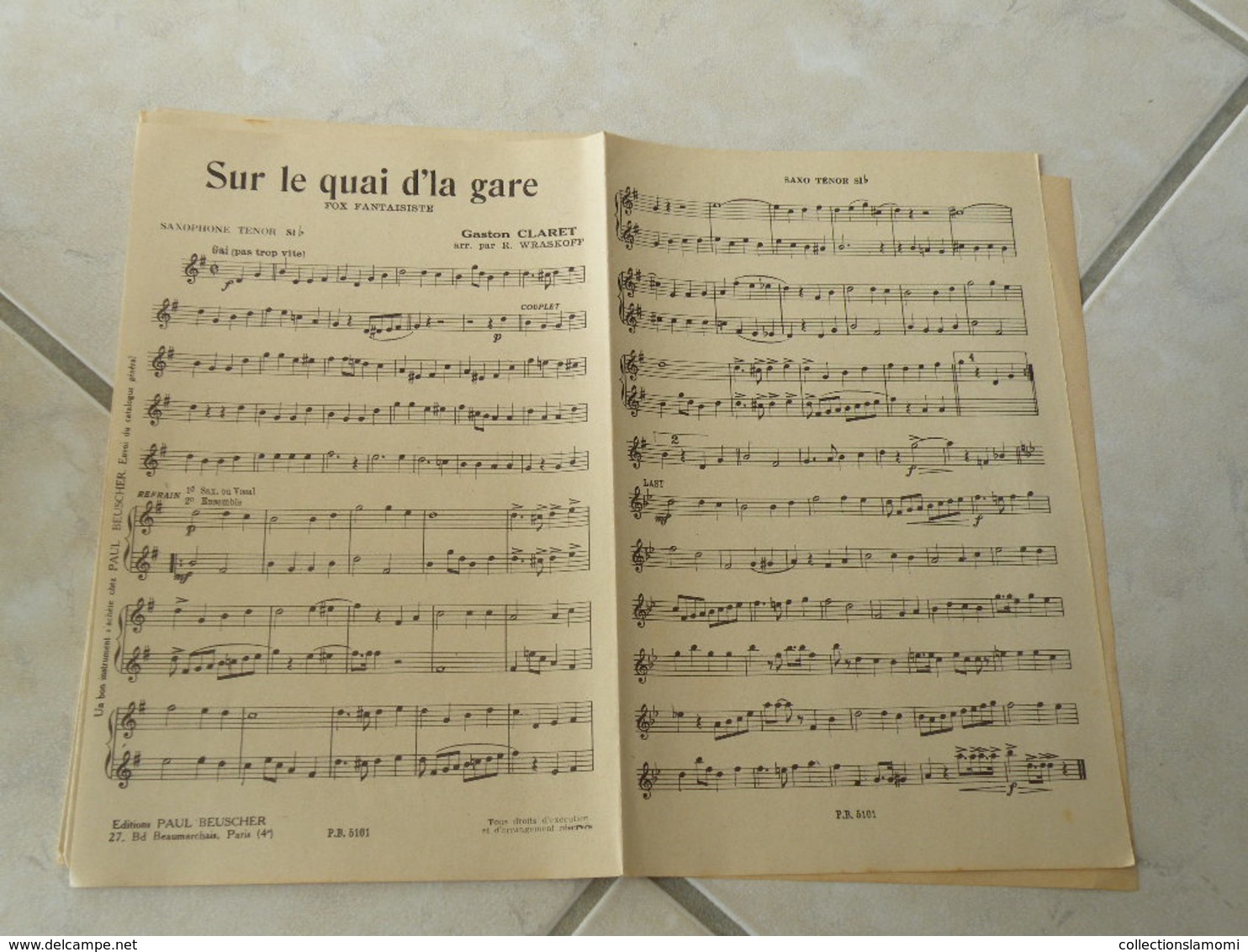 Sur le quai d'la gare -(Paroles Jean Vorcet)-(Musique Gaston Claret) Partition1935 pour orchestre