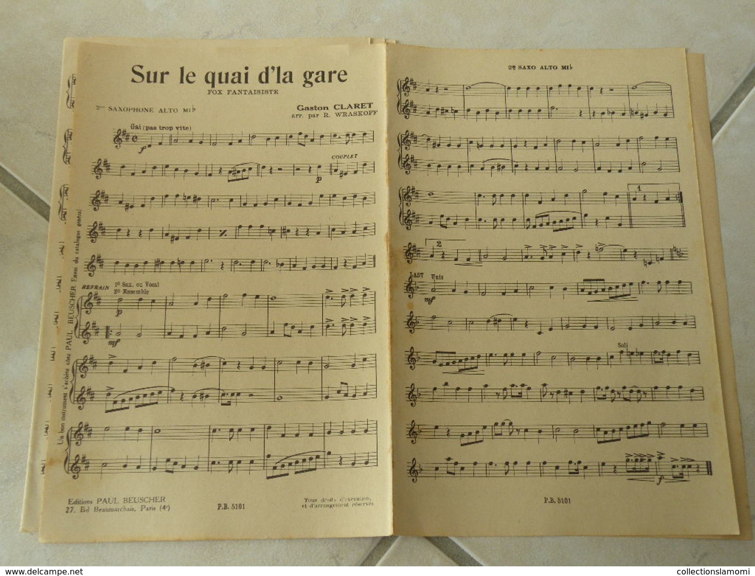 Sur le quai d'la gare -(Paroles Jean Vorcet)-(Musique Gaston Claret) Partition1935 pour orchestre