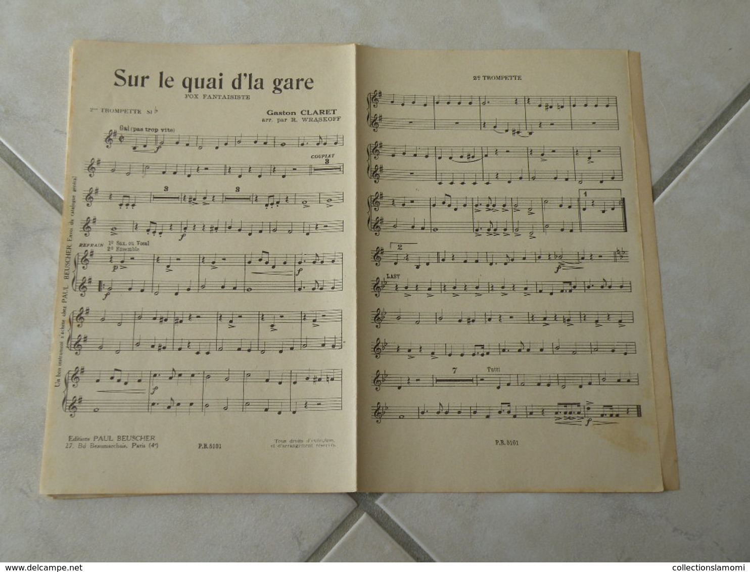 Sur le quai d'la gare -(Paroles Jean Vorcet)-(Musique Gaston Claret) Partition1935 pour orchestre