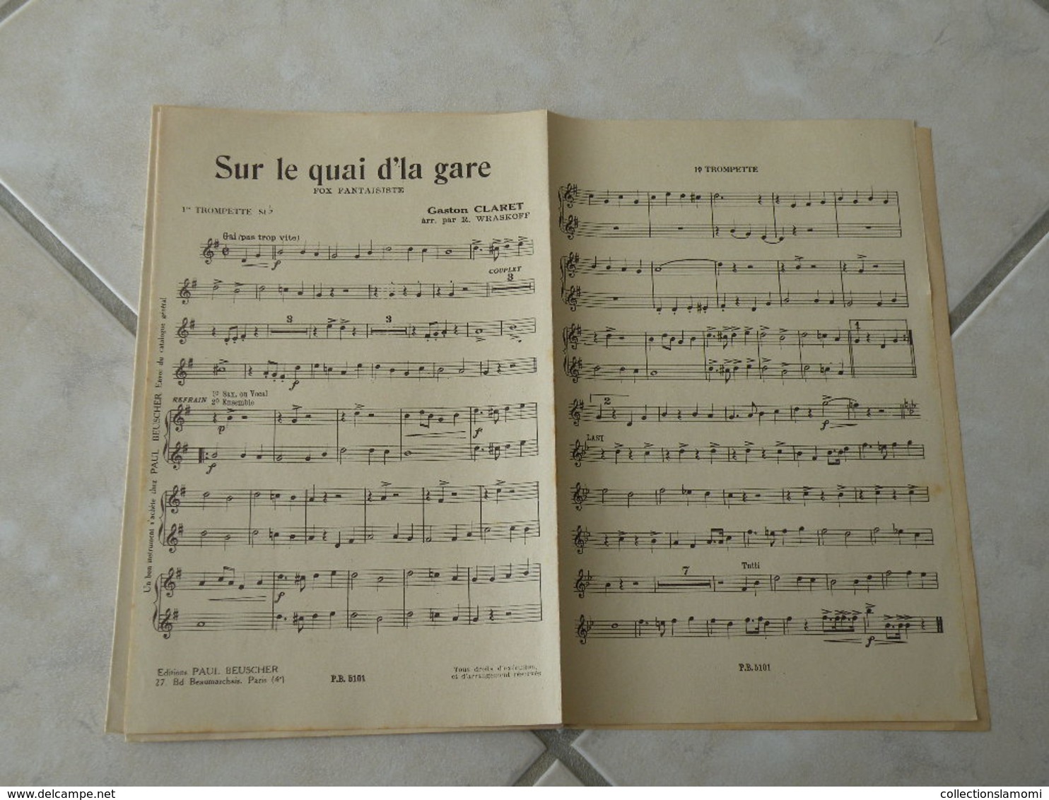 Sur le quai d'la gare -(Paroles Jean Vorcet)-(Musique Gaston Claret) Partition1935 pour orchestre