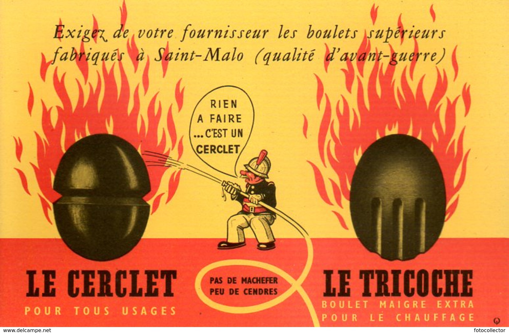 Buvard Le Cerclet + Le Tricoche (boulets De Charbon Fabriqués à St Malo) - C