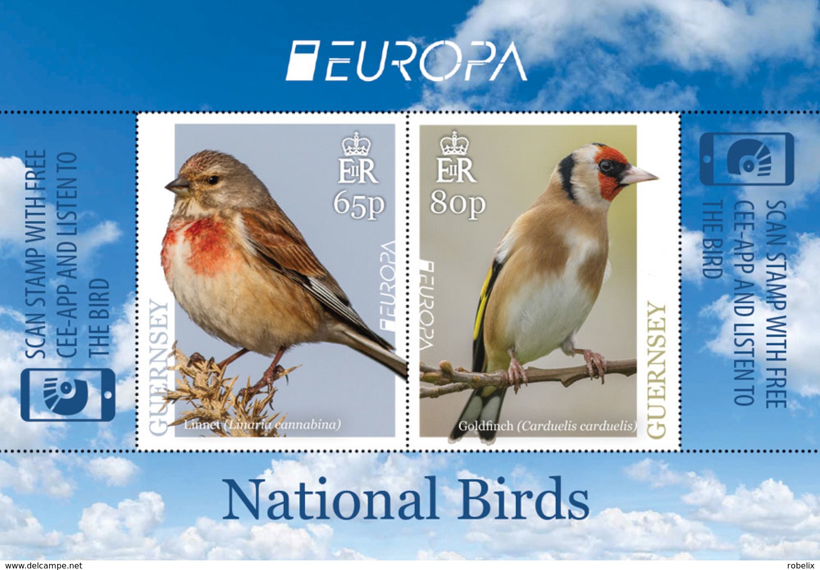 GUERNSEY -  2019 - EUROPA CEPT - National Birds -    Souvenir Sheet  With  2 EUROPA  Stamps  MNH ** - 2019