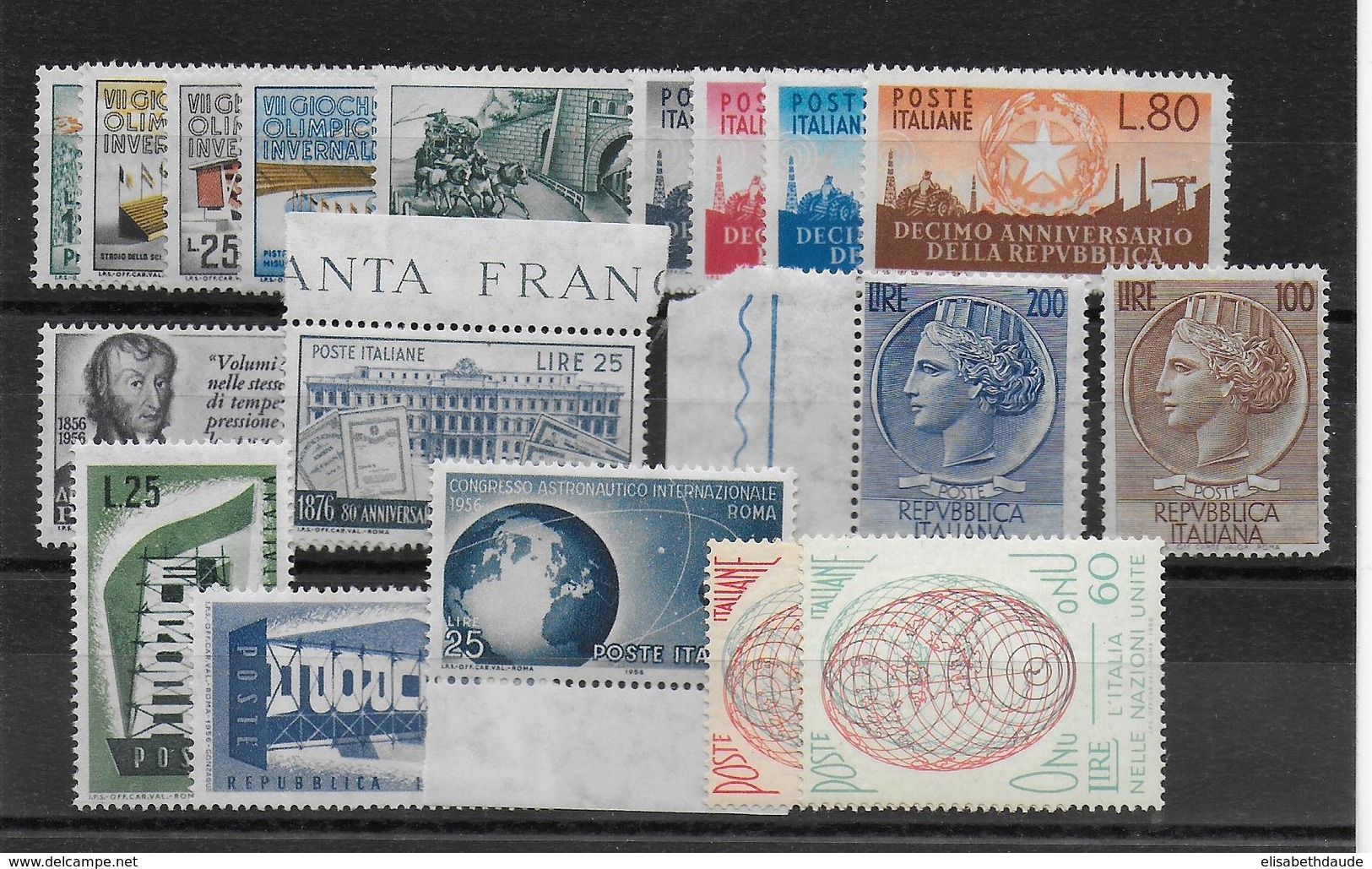 ITALIE - ANNEE 1956 COMPLETE - YVERT N° 720/736 ** MNH  - COTE = 99.5 EUR. - Vollständige Jahrgänge