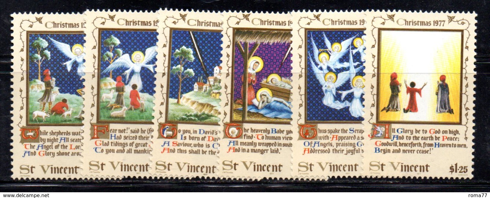 CI1142 - SAINT VINCENT 1977, Serie Yvert N. 499/504   ***  Natale Christmas - St.Vincent (1979-...)