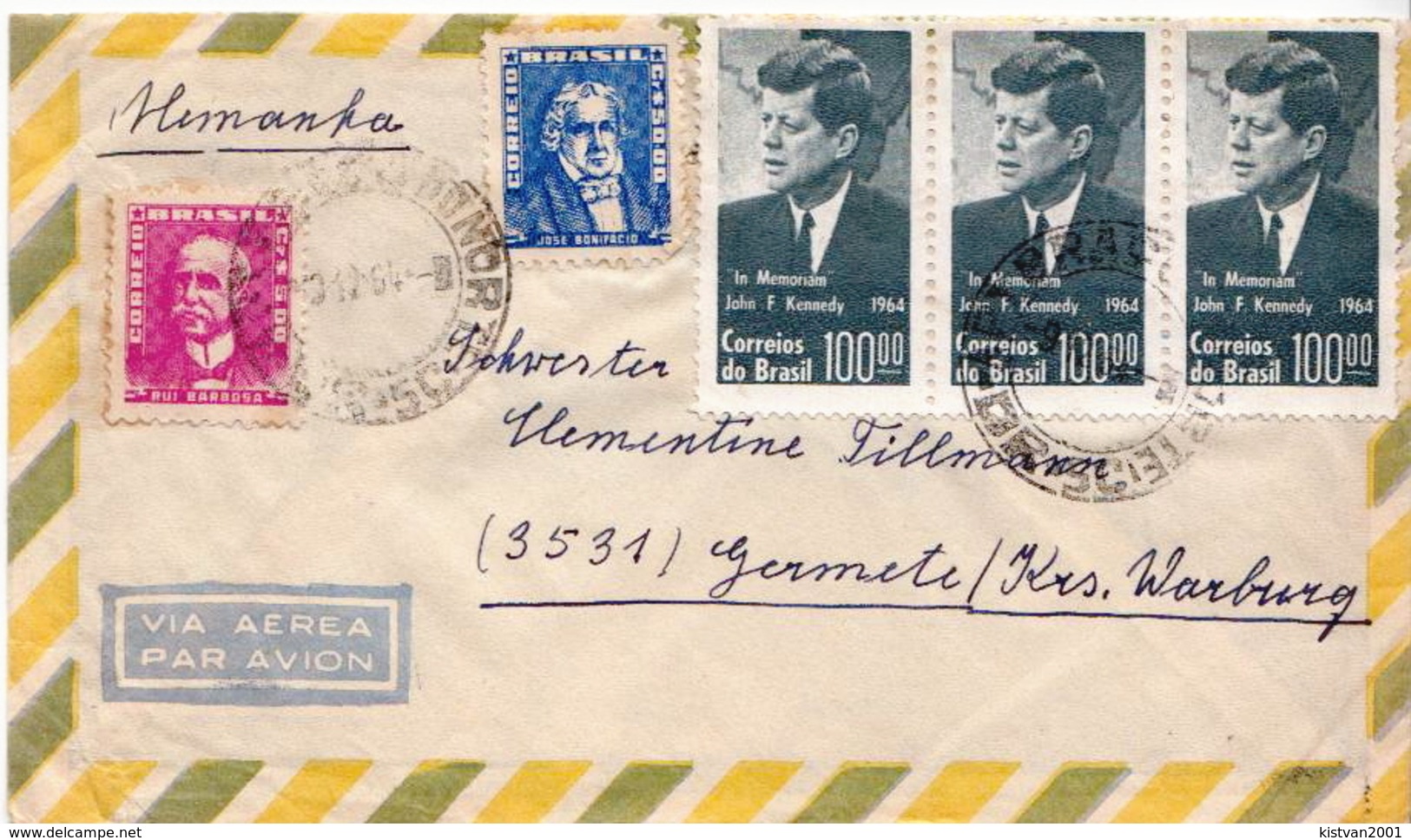 Postal History Cover: Brazil Stamps On Cover - Kennedy (John F.)