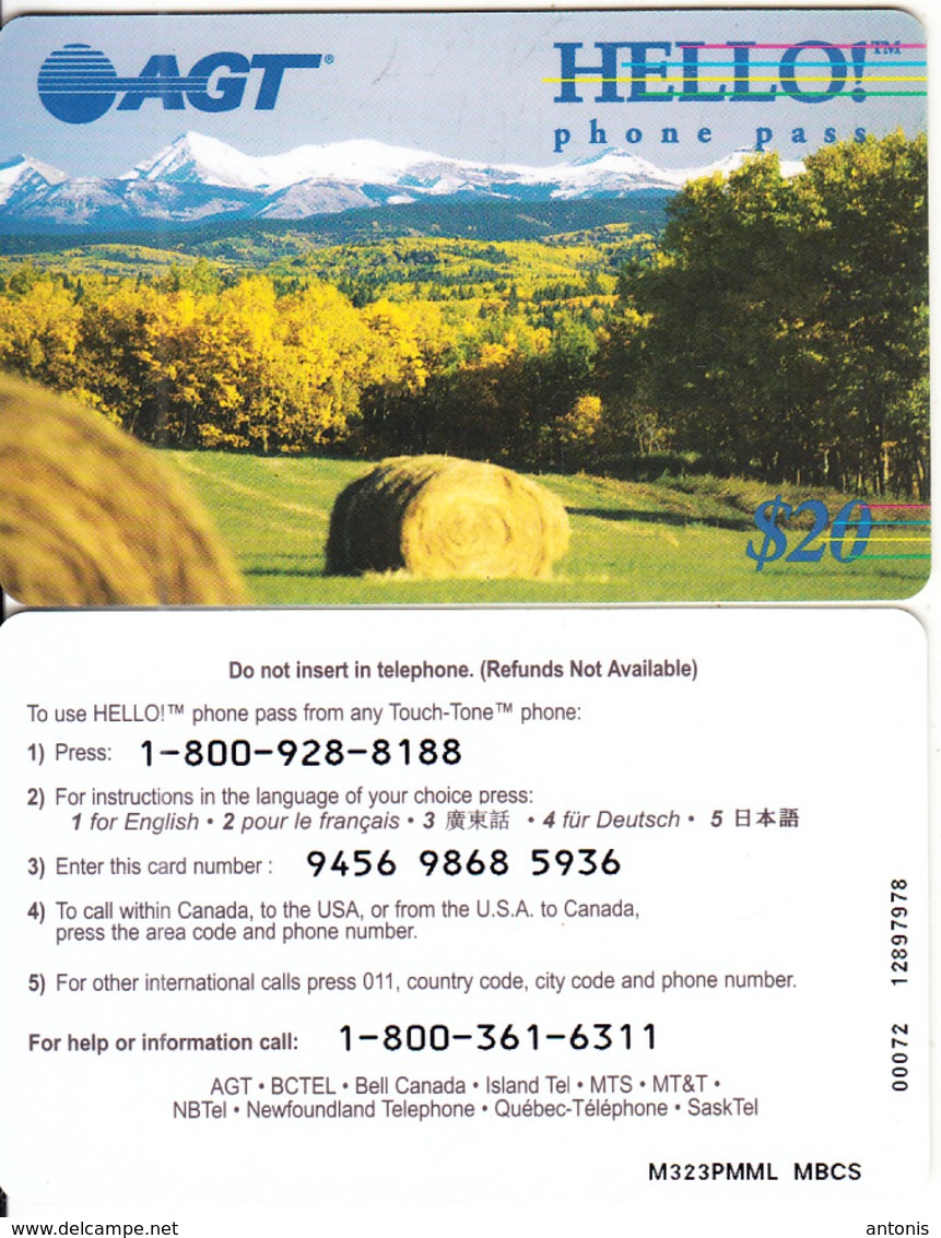 CANADA - Landscape, AGT Prepaid Card $20, Used - Kanada