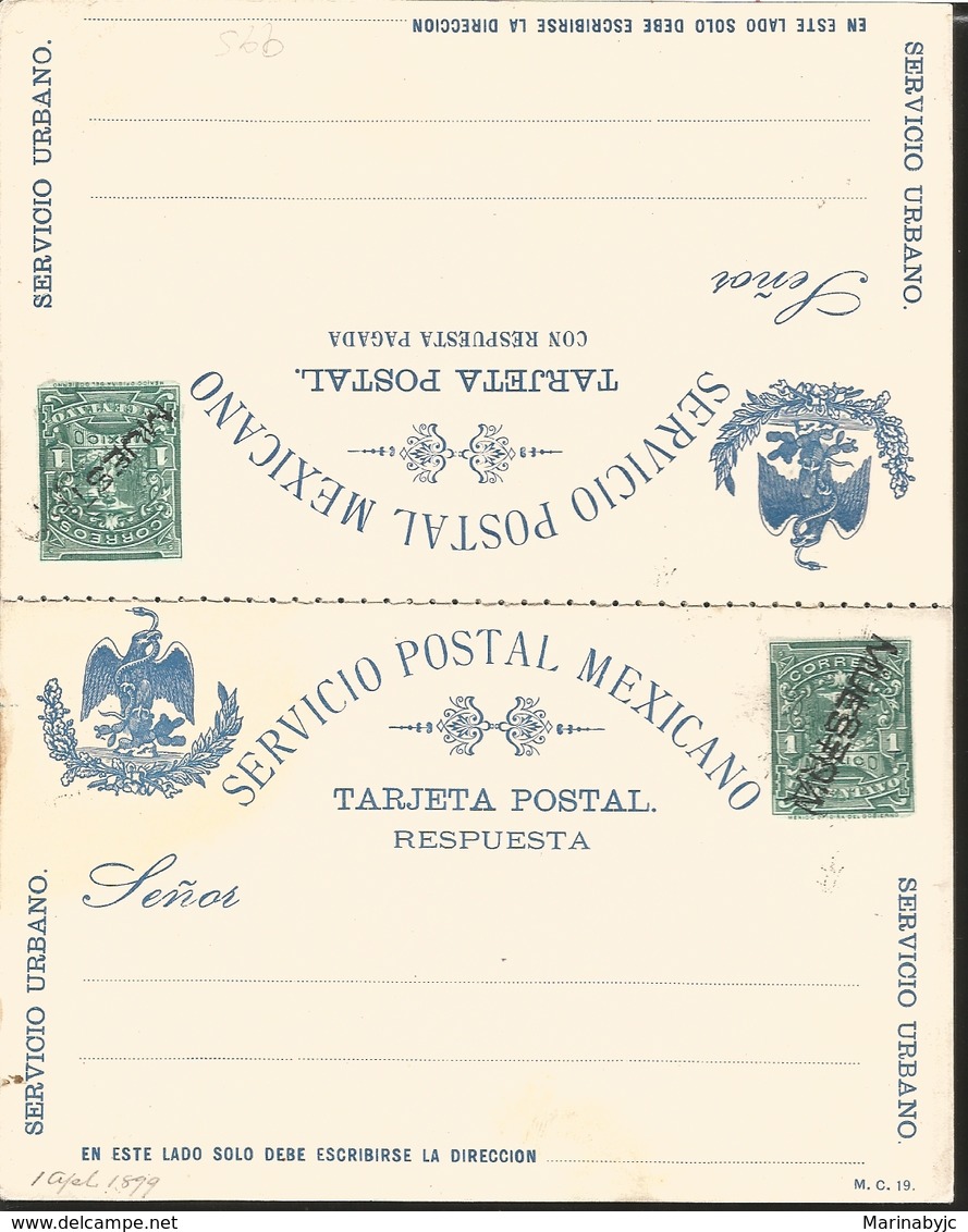 J) 1899 MEXICO, SPECIMEN, LETTER CARRIER WITH OVERPRINT IN BLACK "MUESTRA", MEXICAN POSTAL SERVICE, EAGLE, URBAN SERVICE - Mexico