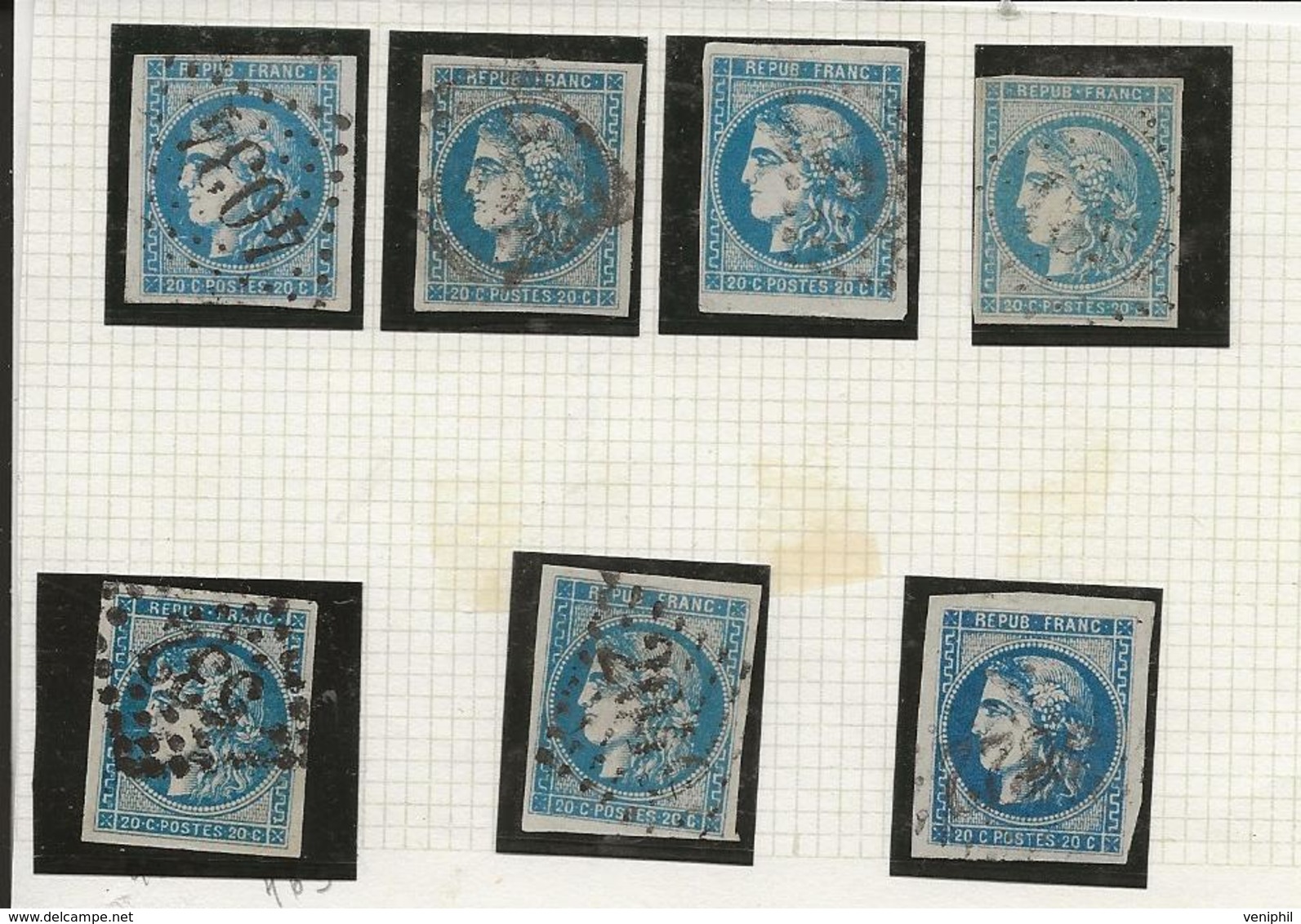 EMISSION DE BORDEAUX N° 46 -OBLITERE - LOT DE 7 EXEMPLAIRES  TB  -COTE : + De 175 € - 1870 Bordeaux Printing