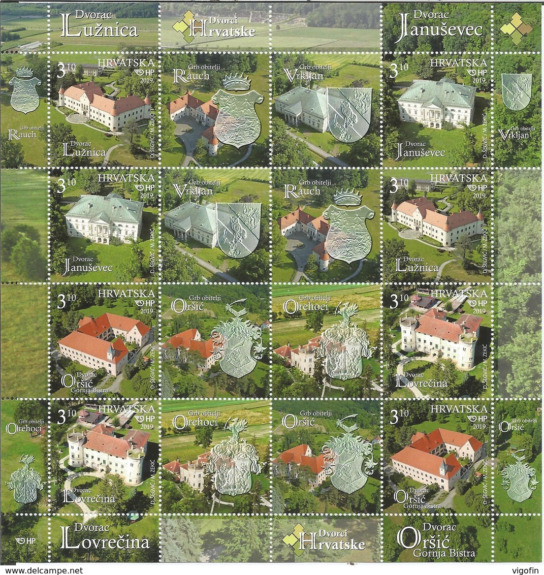 HR 2019-1384-7 CROATIA'S CASTLES, HRVATSKA CROATIA, MS. MNH - Schlösser U. Burgen