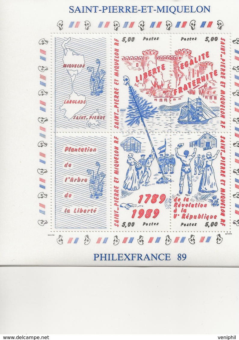 ST PIERRE ET MIQUELON - LOT DE 9 BLOC FEUILLETS N° 3 NEUF XX - BICENTENAIRE REVOLUTION FRANCAISE . COTE : 103,50 € - Blocks & Kleinbögen