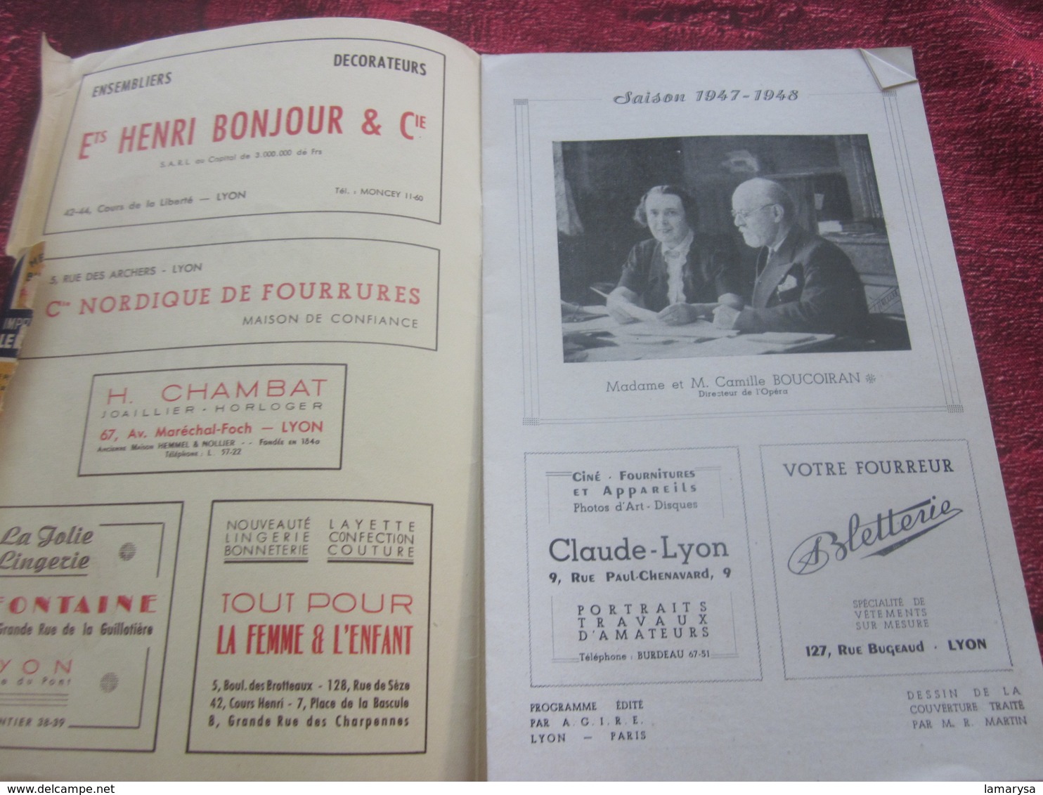 1947/48-RIGOLETTO-LA PERIGOURDINE-PROGRAMME OPÉRA De LYON-SPECTACLE-PHOTOD ARTISTES COMEDIENS-ACTEURS-DANSE -PUBLICITÉ - Programmes