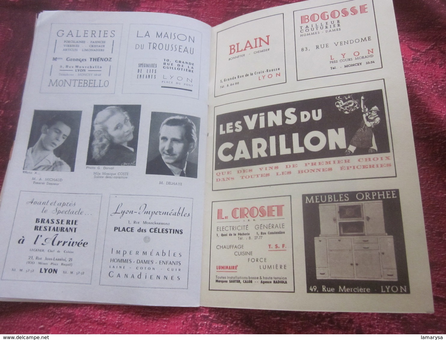 1947/48-RIGOLETTO-LA PERIGOURDINE-PROGRAMME OPÉRA de LYON-SPECTACLE-PHOTOD ARTISTES COMEDIENS-ACTEURS-DANSE -PUBLICITÉ