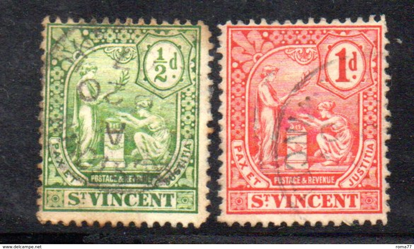 CI824 - SAINT VINCENT 1907,  Yvert N. 71 + 72 Usati (2380a) - St.Vincent (1979-...)