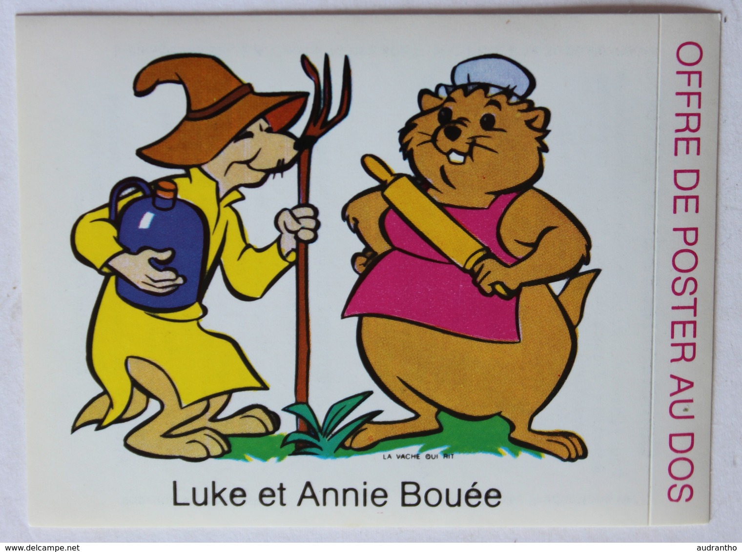 1977 Autocollant La Vache Qui Rit Les Aventures De Bernard Et Bianca Luke Et Annie Bouée Walt Disney - Autres & Non Classés