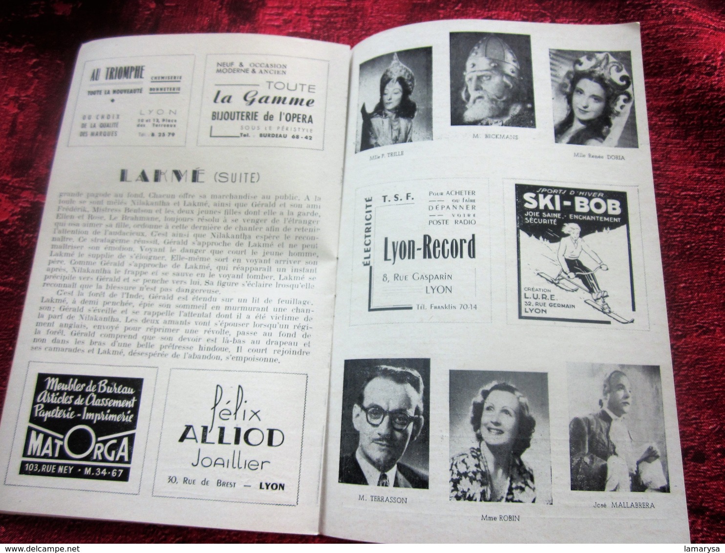 1947/48-LAKMé - GRAND BALLETS-PROGRAMME OPÉRA de LYON-SPECTACLE-PHOTOS ARTISTES COMÉDIENS -ACTEURS-DANSE -PUBLICITÉ