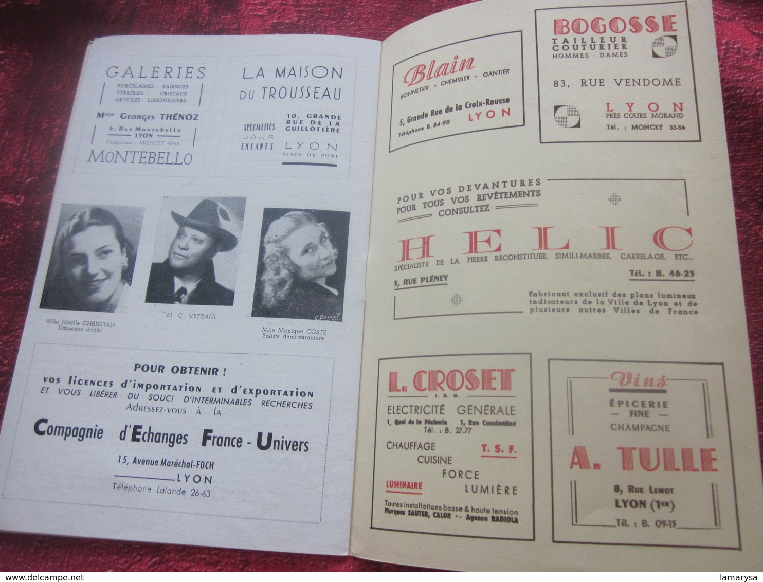 1947/48-LAKMé - GRAND BALLETS-PROGRAMME OPÉRA de LYON-SPECTACLE-PHOTOS ARTISTES COMÉDIENS -ACTEURS-DANSE -PUBLICITÉ