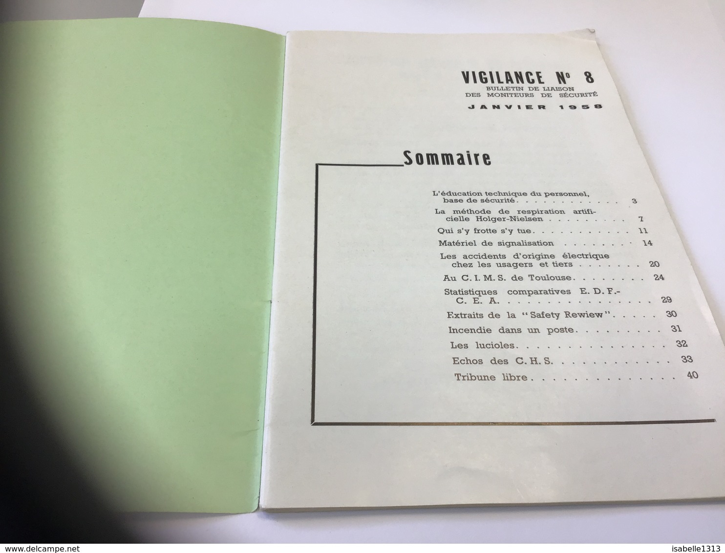 EDF Vigilance Janvier 1958 Direction Générale Service Prévention Et Sécurité  40pages - Auto