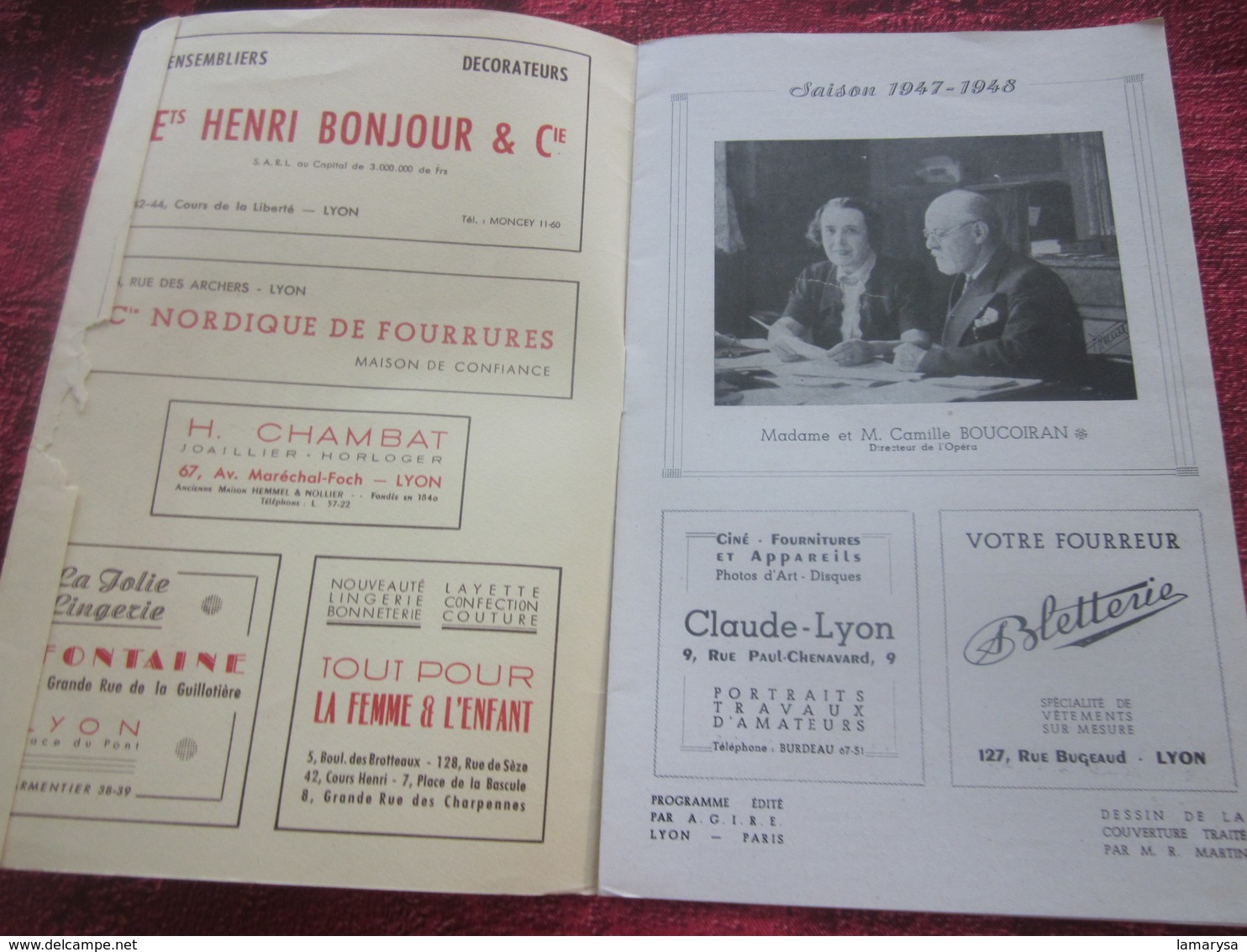 1947/48-TANNHAUSER - LE VENUSBERG -PROGRAMME OPÉRA De LYON-SPECTACLE-PHOTOS ARTISTES COMÉDIENS -ACTEURS-DANSE -PUBLICITÉ - Programmes