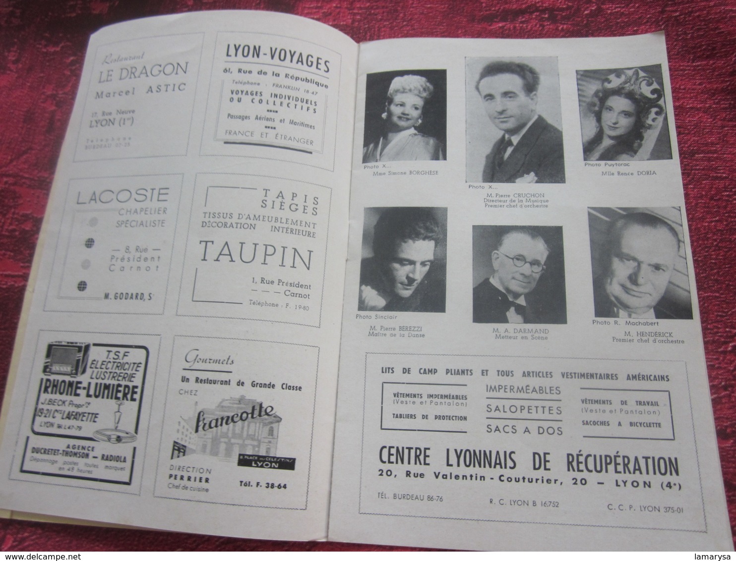 1947/48-TANNHAUSER - LE VENUSBERG -PROGRAMME OPÉRA De LYON-SPECTACLE-PHOTOS ARTISTES COMÉDIENS -ACTEURS-DANSE -PUBLICITÉ - Programmes