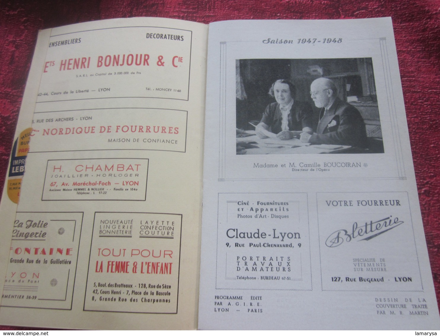 1947/48-LA JUIVE-VALSE DES BUVEURS-PROGRAMME OPÉRA De LYON-SPECTACLE-PHOTOS ARTISTES COMÉDIENS -ACTEURS-DANSE-PUBLICITÉ - Programmes