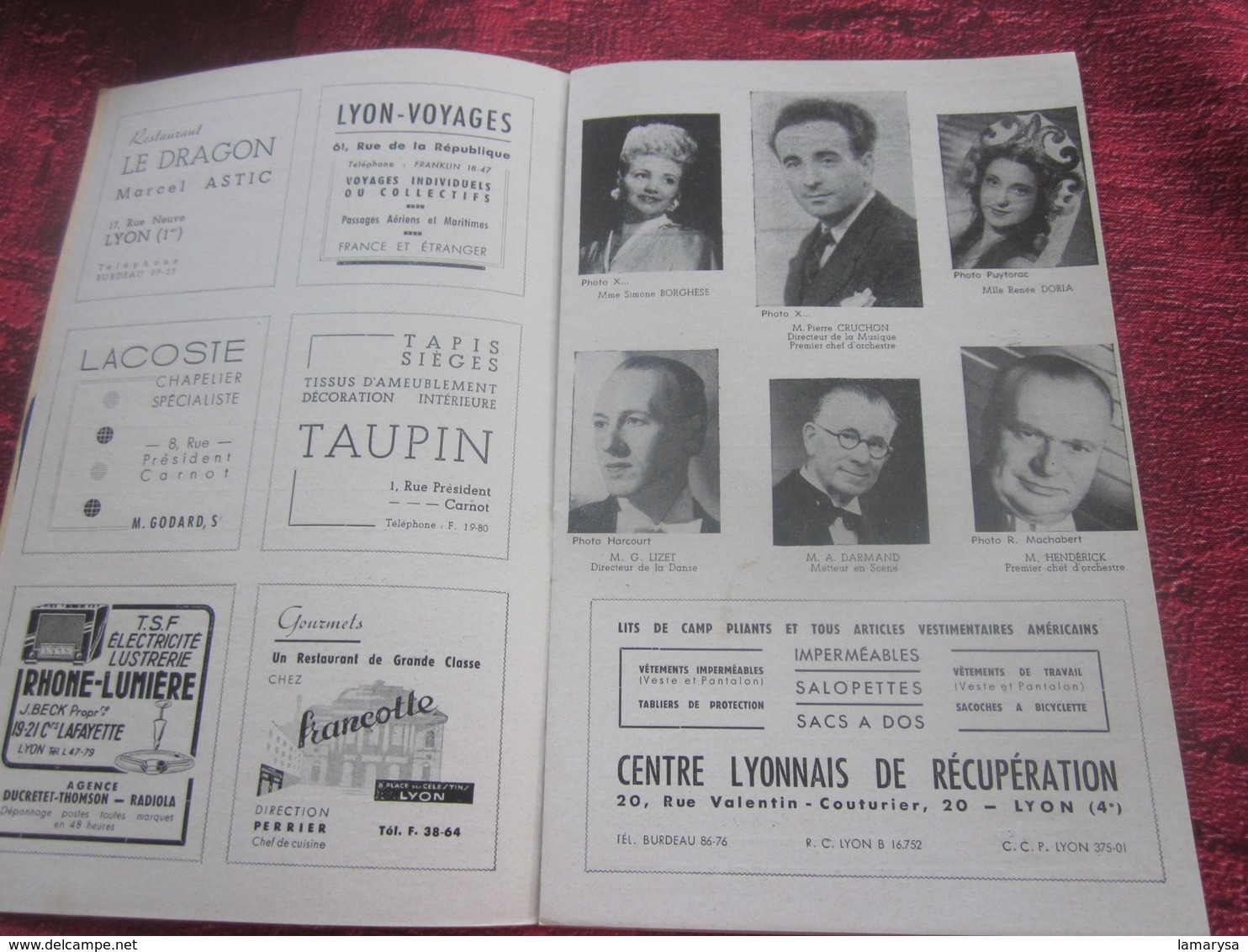 1947/48-LA JUIVE-VALSE DES BUVEURS-PROGRAMME OPÉRA De LYON-SPECTACLE-PHOTOS ARTISTES COMÉDIENS -ACTEURS-DANSE-PUBLICITÉ - Programmes