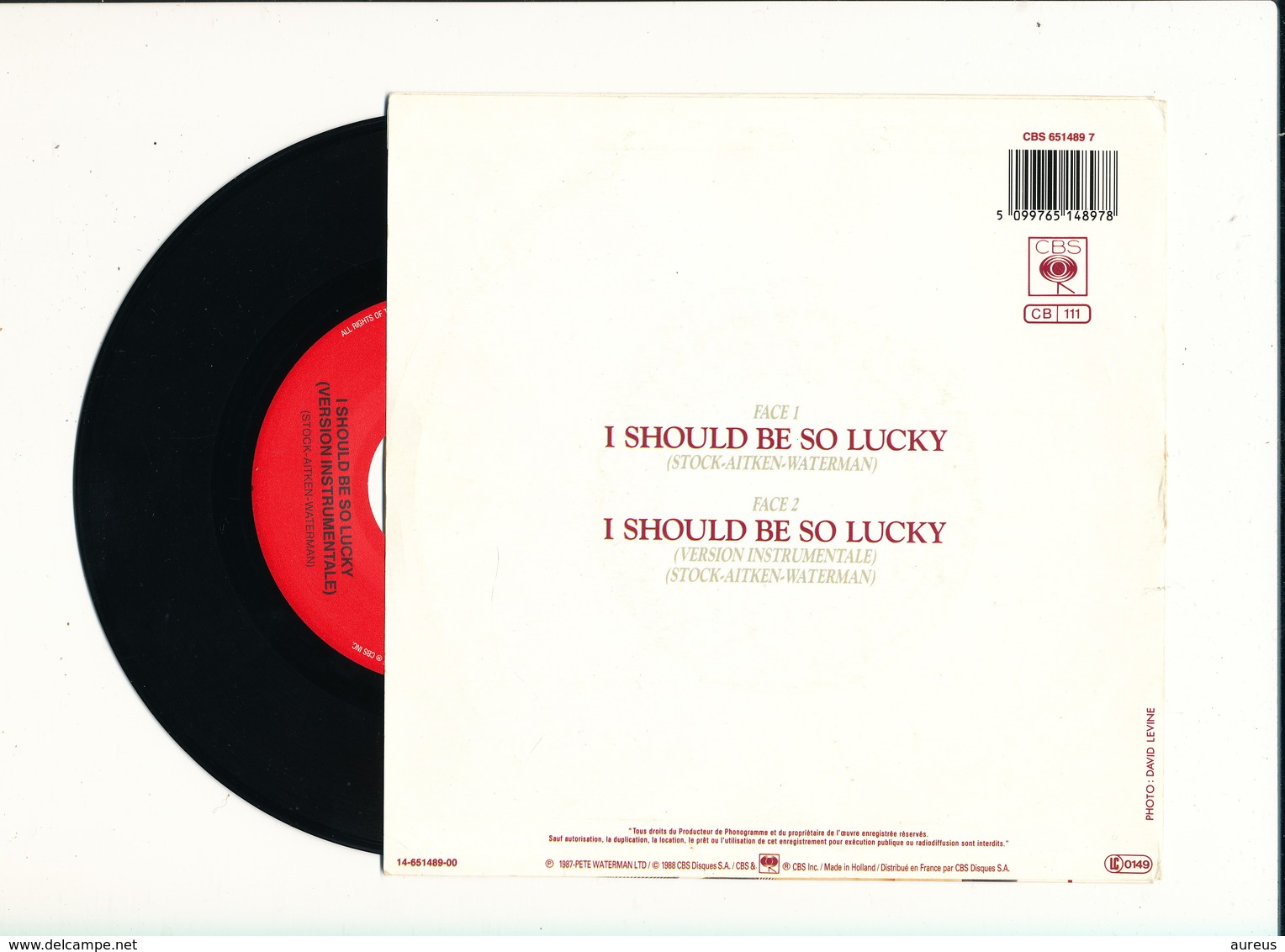 KYLIE MINOGUE " I SHOULD BE SO LUCKY " Disque CBS 1987   TRES BON ETAT !! - Rock