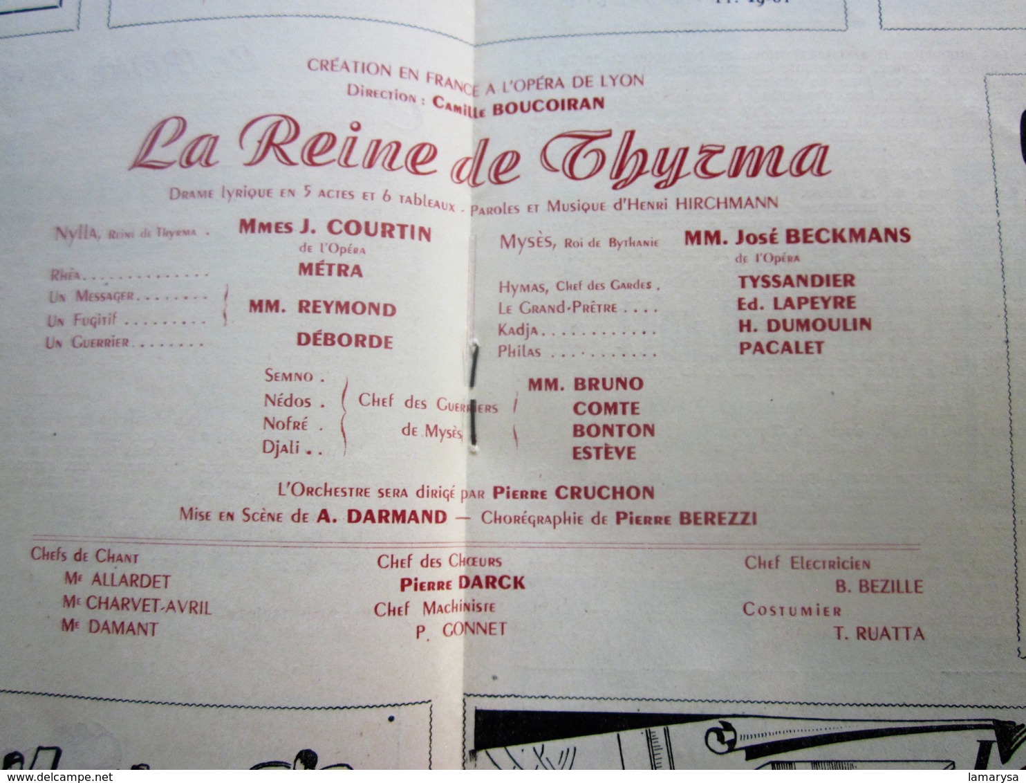 1947/48-LA REINE DE THYRMA-PROGRAMME OPÉRA De LYON-SPECTACLE-PHOTOS ARTISTES COMÉDIENS -ACTEURS-DANSE-PUBLICITÉ - Programmes